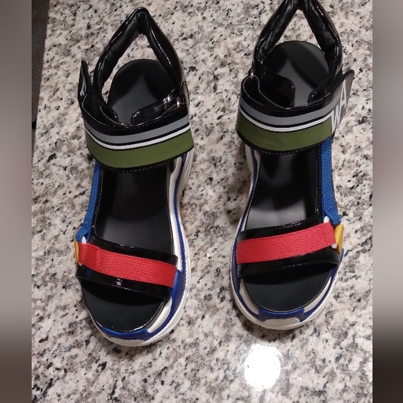 Bold Multicolor Platform Sandals - Picture 2 of 10
